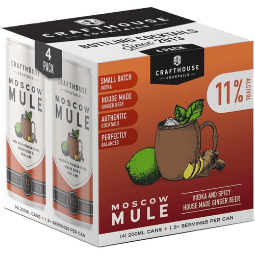 Crafthouse Cocktails Moscow Mule 4pk 200ml - Shop Buzzed