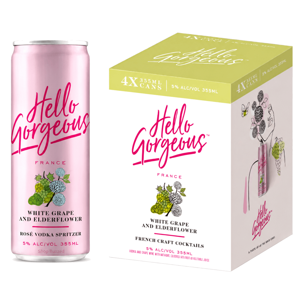 Hello Gorgeous White Grape & Elderflower French Cocktails 4 x 355ml - Shop Buzzed