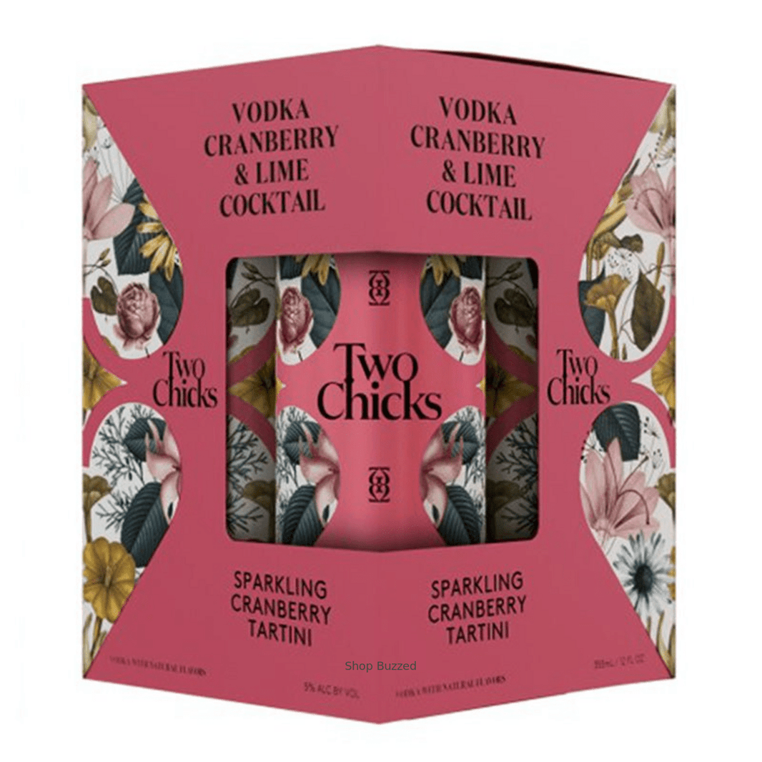 Two Chicks Cranberry & Lime Vodka Cocktail 4-Pack 355ml - Shop Buzzed