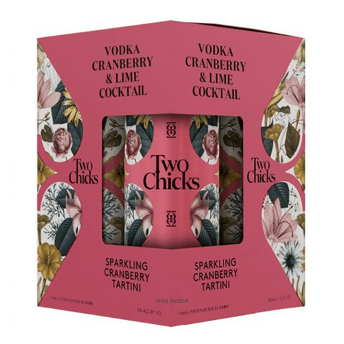 Two Chicks Cranberry & Lime Vodka Cocktail 4-Pack 355ml - Shop Buzzed