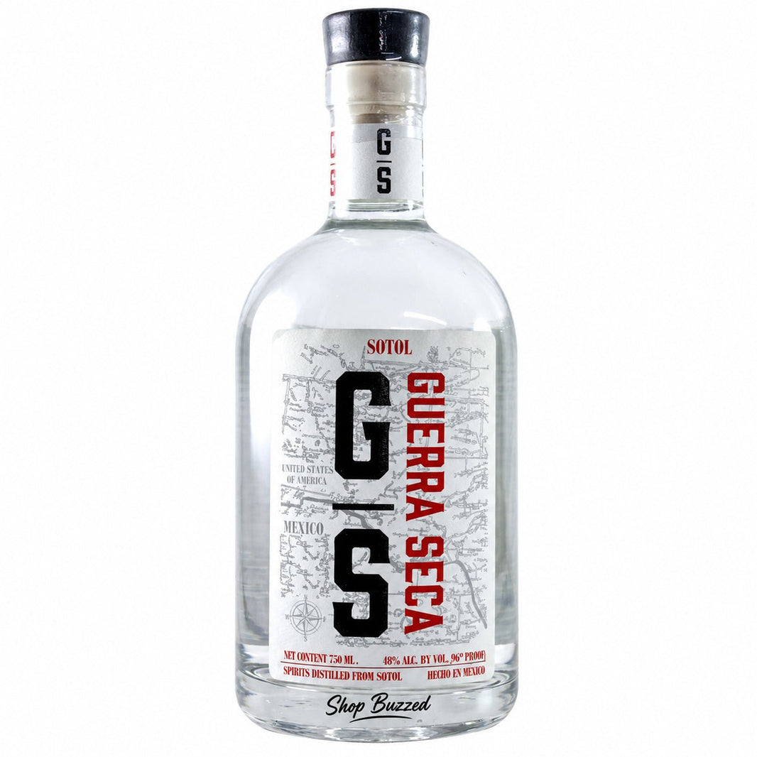 Guerra Seca Sotol 750ml bottle on white background