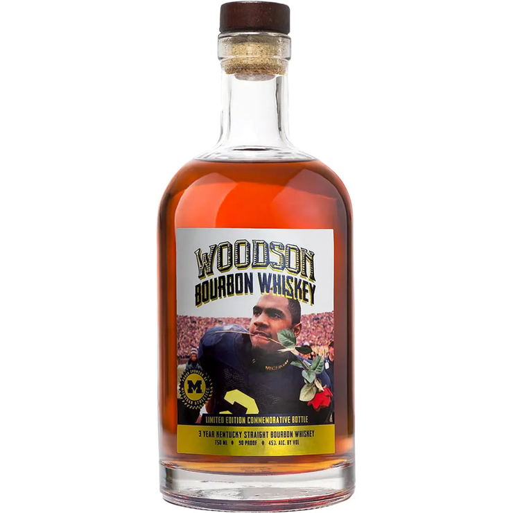 Woodson Whiskey *Signed Edition University of Michigan Charles Woodson "Rose In Mouth" Limited Edition Commemorative Bottle 750ml - Shop Buzzed