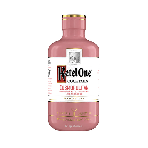 Ketel One Cosmopolitan Cocktail 375ml on white with Shop Buzzed watermark at bottle base