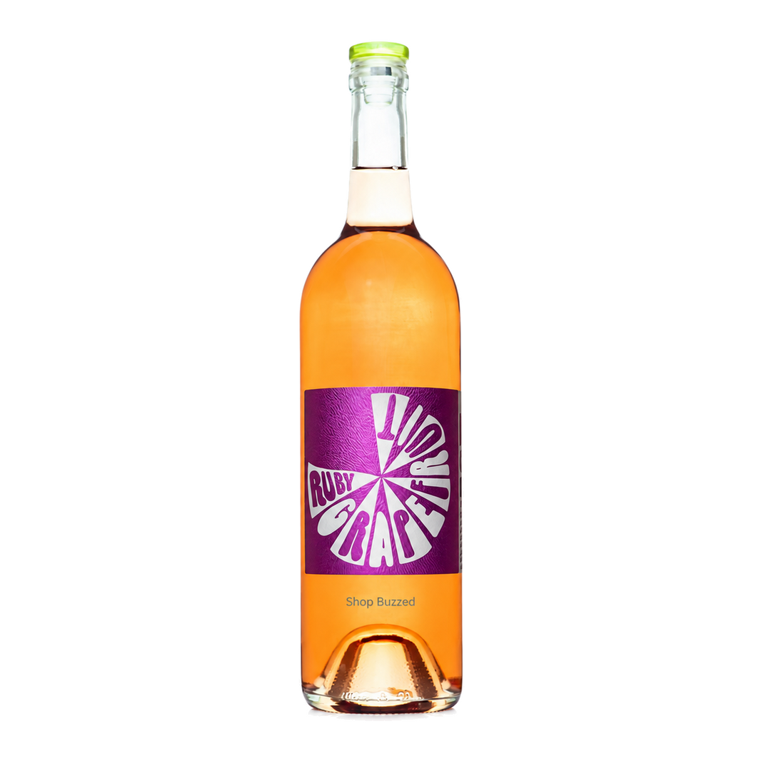 Mommenpop Ruby Grapefruit Aperitif 750ml on white with Shop Buzzed watermark at bottle base