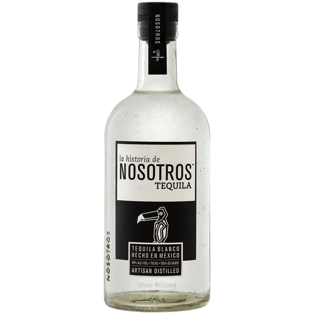 Nosotros Blanco Tequila 750ml, authentic full bottle on white with faint Shop Buzzed watermark below label