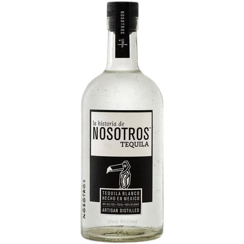 Nosotros Blanco Tequila 750ml, authentic full bottle on white with faint Shop Buzzed watermark below label