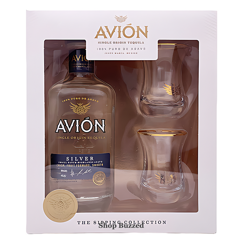 Avion Silver Tequila Sipping Collection Gift Pack with 2 Glasses 750ml