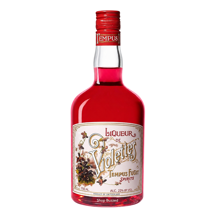 Tempus Fugit Liqueur de Violettes 750ml on white with Shop Buzzed watermark at bottle base