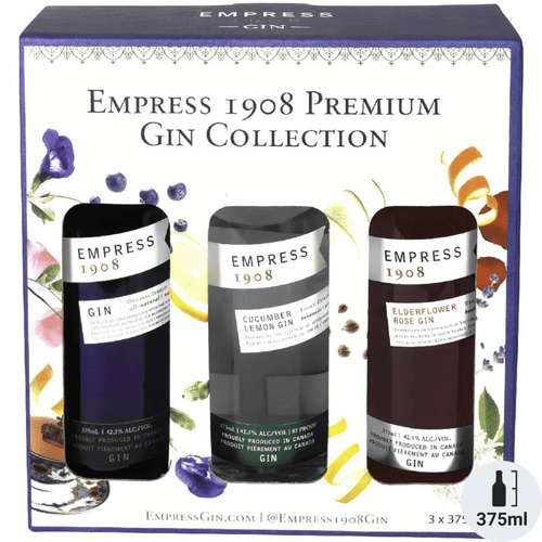 Empress 1908 Premium Gin Collection 3pack (indigo/cucumber/elderflower) 375 ML - Shop Buzzed