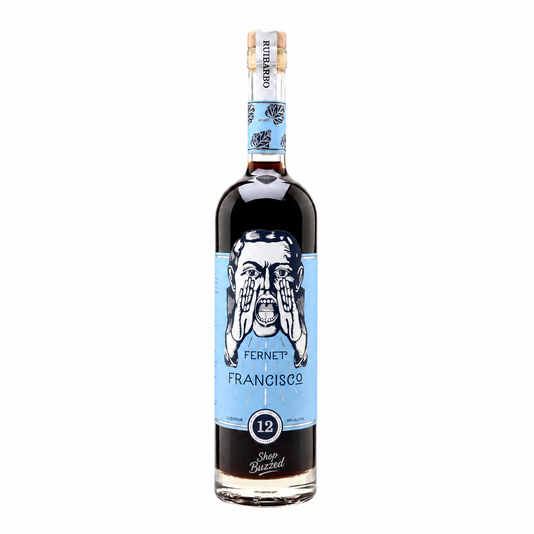Fernet Francisco Ruibarbo Liqueur 750ml bottle on white background