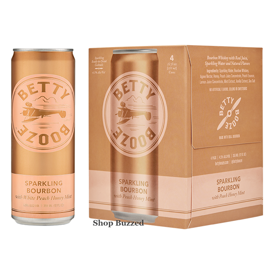 [Sell Online][Betty Booze] Sparkling Bourbon Peach Honey Mint 4 Pack 355ml