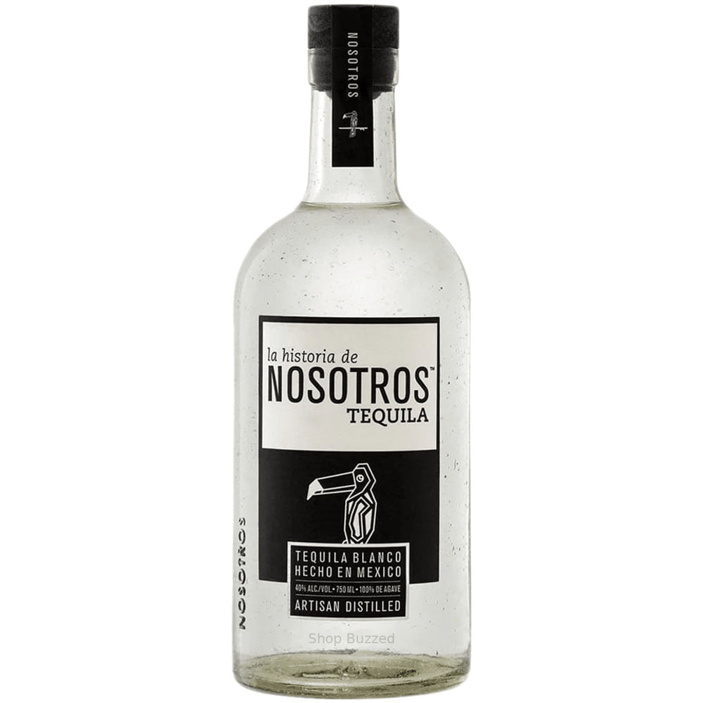 Nosotros Blanco Tequila 750ml, authentic full bottle on white with faint Shop Buzzed watermark below label