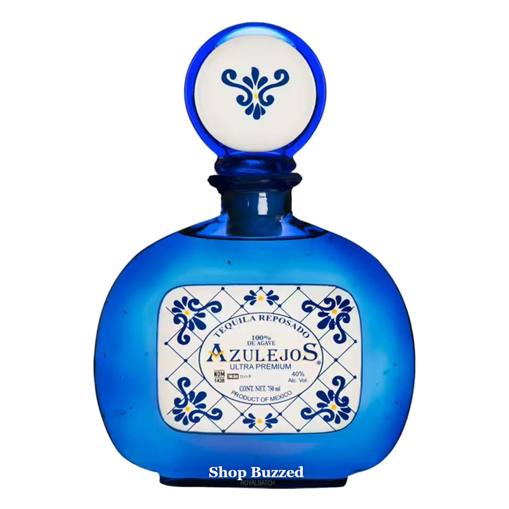 Azulejos Reposado Blue Glass w Ceramic Label 1750ml